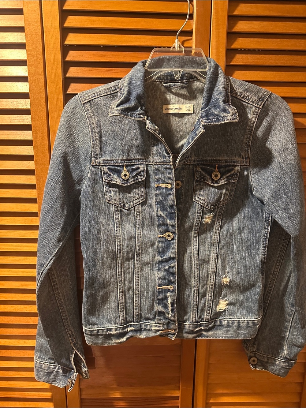 abercrombie kids Blue Distressed Denim Jacket